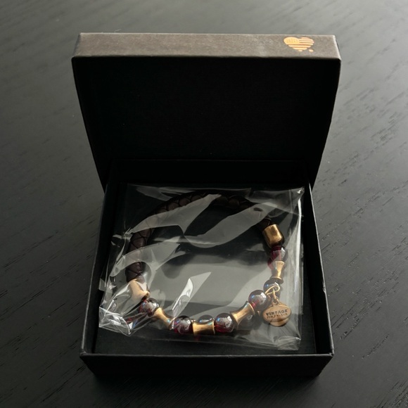 [NWT] Alex and Ani Gold and Maroon Beaded Leather Wrap Bracelet - Picture 2 of 3